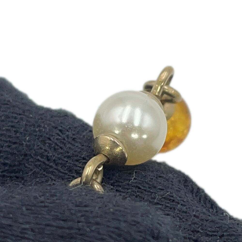 CHANEL Authentic Gold Pearl Logo Earrings - Picture 7 of 8
